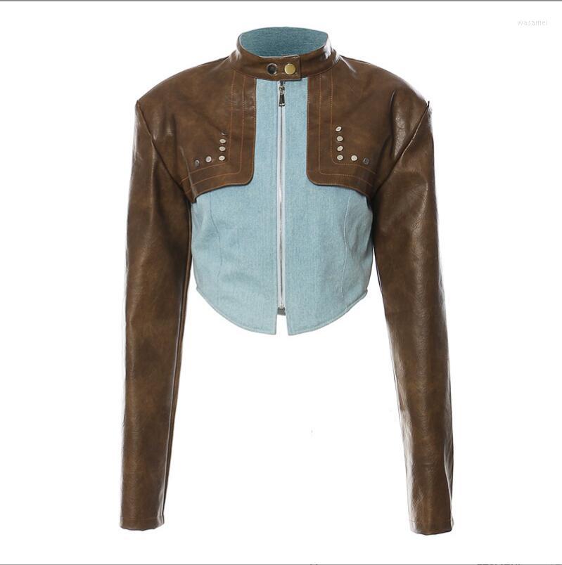 Women' Leather 2023 Vintage Contrast Panel Short Fashion Women' Jacket Top Casual Motorcycle Dress Personality Outwear, Blue
Women' Leather 2023 Vintage Contrast Panel Short Fashion Women' Jacket Top Casual Motorcycle Dress Personality Outwear, Blue