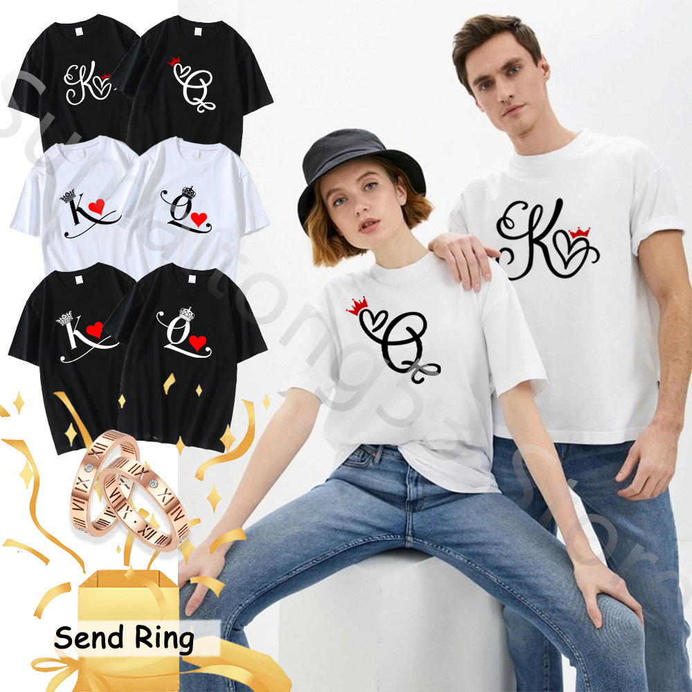 Men's TShirts KING QUEEN Heart Print Men Women Casual Round Neck Short Sleeves Tops Summer Couples Harajuku Clothing 230414, White-q-style 4
Men's TShirts KING QUEEN Heart Print Men Women Casual Round Neck Short Sleeves Tops Summer Couples Harajuku Clothing 230414, White-q-style 4