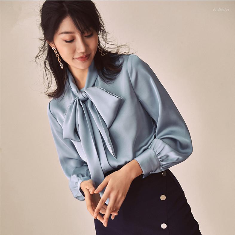 Women' Blouses Elegant Bow Tie Women Shirt Spring Autumn Ladies Solid Long Sleeve Satin Shirts Office Korean Design Tops Blusas Female, Blue
Women' Blouses Elegant Bow Tie Women Shirt Spring Autumn Ladies Solid Long Sleeve Satin Shirts Office Korean Design Tops Blusas Female, Blue