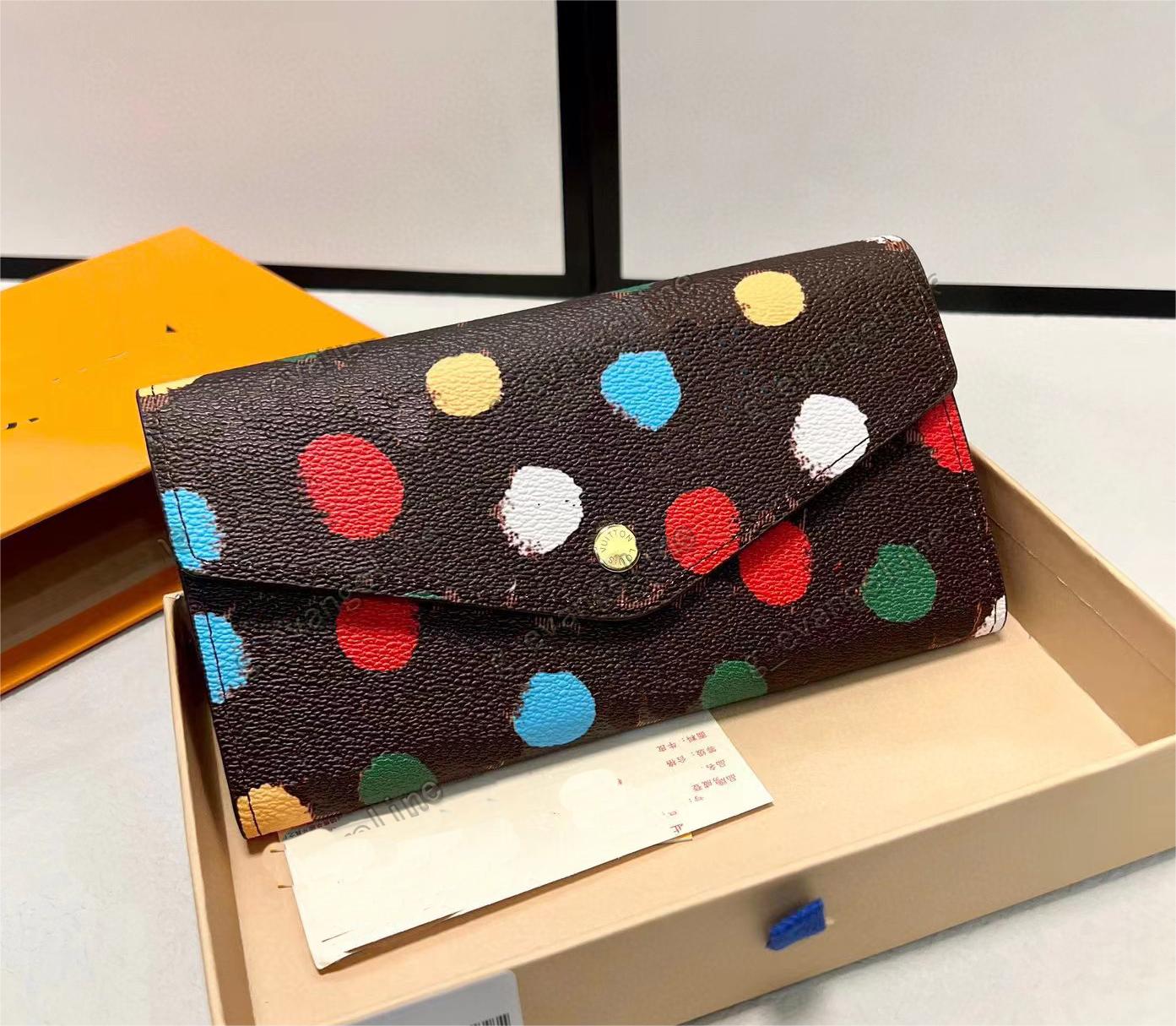 PAINTED DOTS x Yayoi Kusama Fashion Women Wallets leather multicolor coin purse long wallet Card holder classic zipper pocket M81865 with box
