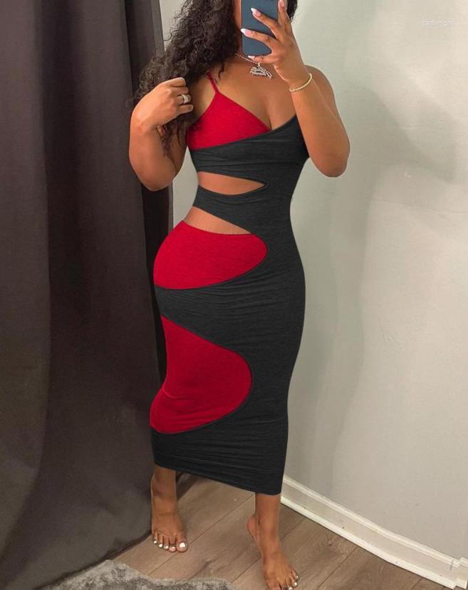 Casual Dresses Women' Sexy Cutout Bodycon Dress Colorblock Patchwork Spaghetti Strap Design Europe & America Fashion Party Skinny
Casual Dresses Women' Sexy Cutout Bodycon Dress Colorblock Patchwork Spaghetti Strap Design Europe & America Fashion Party Skinny