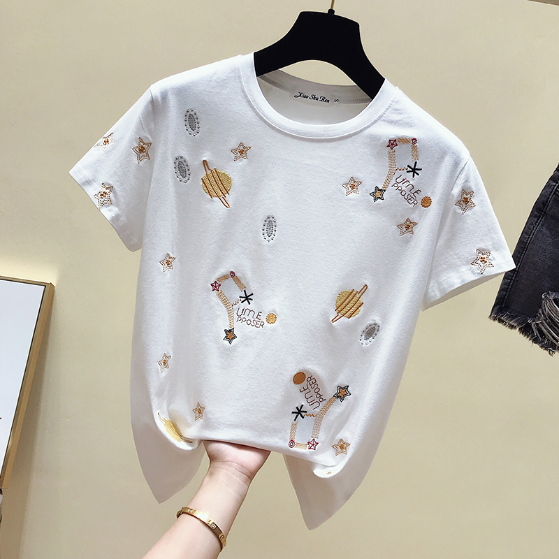 Women' T-Shirt gkfnmt Korea White T shirt Women Clothes Summer Short Sleeve Embroidery Vintage TShirt Female Tops Casual Black Tee Shirt 230414
Women' T-Shirt gkfnmt Korea White T shirt Women Clothes Summer Short Sleeve Embroidery Vintage TShirt Female Tops Casual Black Tee Shirt 230414