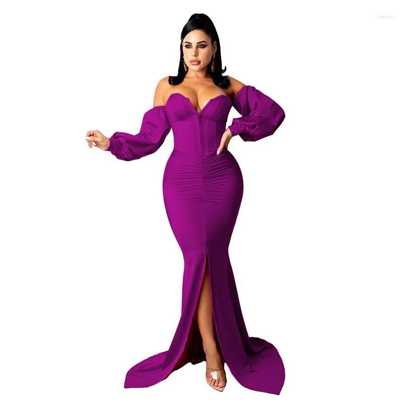 Ethnic Clothing African Maxi Dress Women Purple Split V-Neck Card Shoulder Sexy Party Long Tunic Night Club Dresses For 2023
Ethnic Clothing African Maxi Dress Women Purple Split V-Neck Card Shoulder Sexy Party Long Tunic Night Club Dresses For 2023
