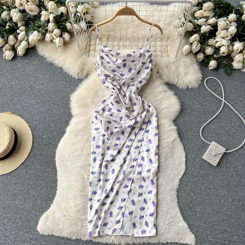 Casual Dresses Summer French Retro Sweet High Waist Skinny Floral Irregular Open Niche Sling Dress, As the picture
Casual Dresses Summer French Retro Sweet High Waist Skinny Floral Irregular Open Niche Sling Dress, As the picture