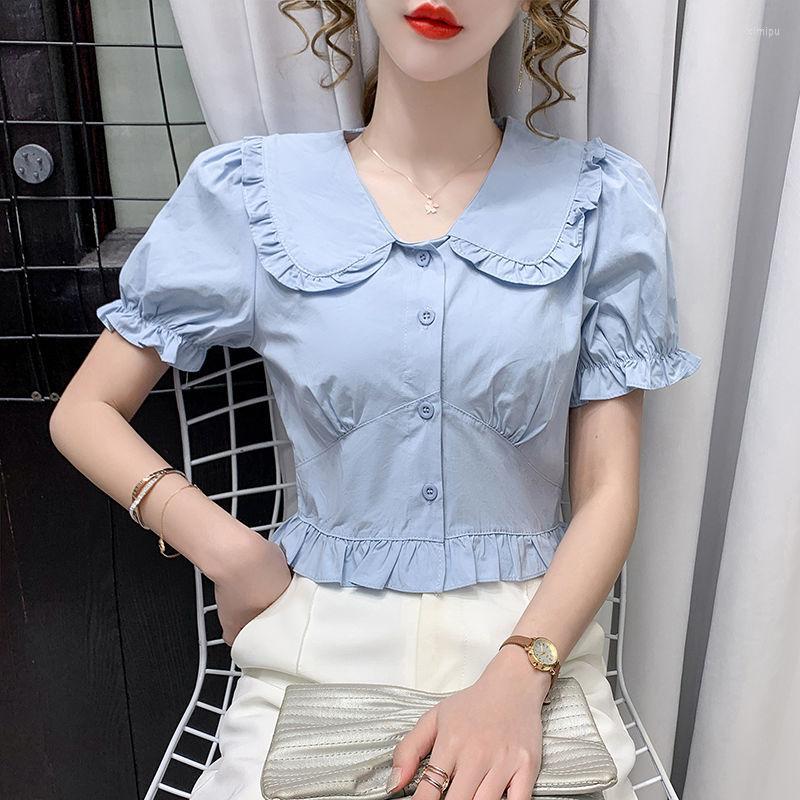 Women' Blouses Solid Women Blouse French Retro Bubble Sleeve Shirt Female Summer 2023 Fashion Wild Slim Short Doll Collar Clothes Tide, Blue
Women' Blouses Solid Women Blouse French Retro Bubble Sleeve Shirt Female Summer 2023 Fashion Wild Slim Short Doll Collar Clothes Tide, Blue