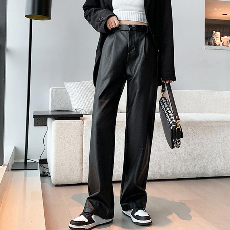 Women's Pants Autumn Winter Women PU Leather Black High Waist Wide Leg Loose Femme Casual Straight Trousers With Pocket Streetwear
Women's Pants Autumn Winter Women PU Leather Black High Waist Wide Leg Loose Femme Casual Straight Trousers With Pocket Streetwear