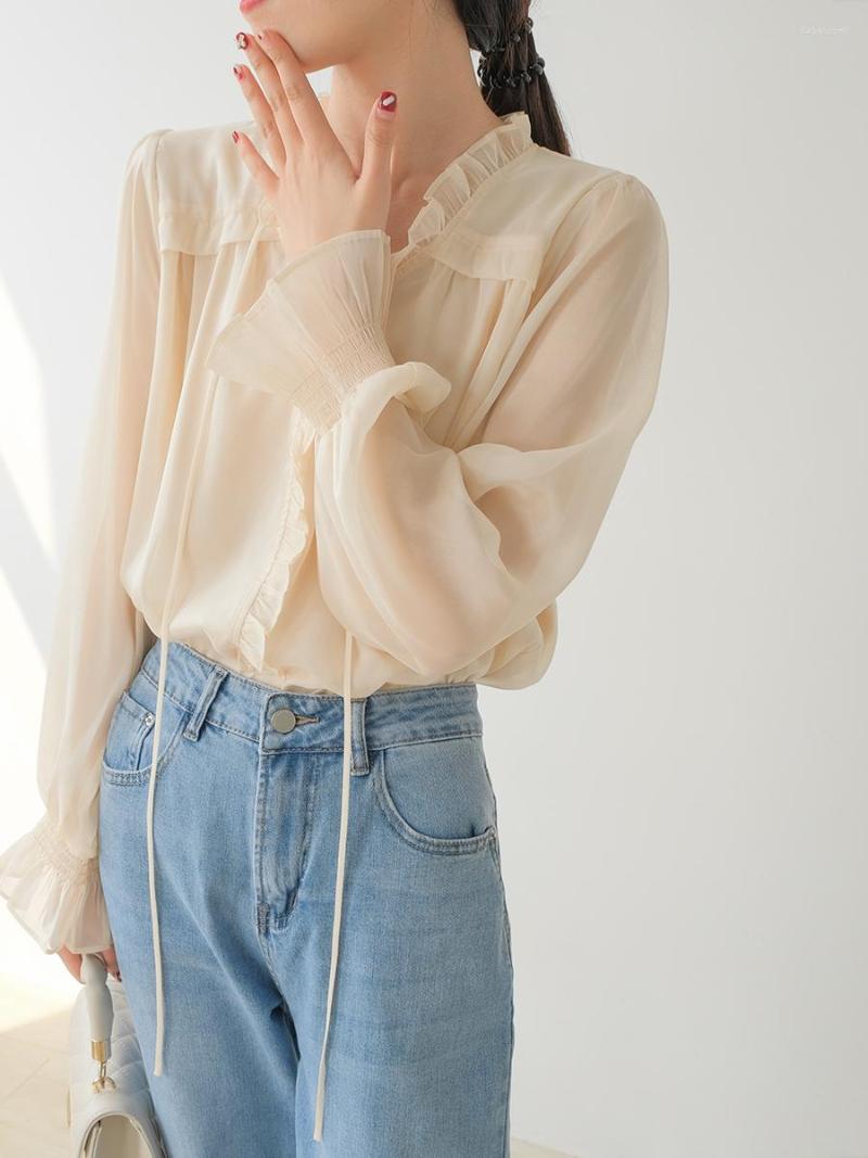 Women' Blouses Spring And Autumn Light Thin Comfortable Artificial Silk Shirt Fashion Casual Elegant Ruffled Lace Up Blouse Korean Clothes, Ivory
Women' Blouses Spring And Autumn Light Thin Comfortable Artificial Silk Shirt Fashion Casual Elegant Ruffled Lace Up Blouse Korean Clothes, Ivory