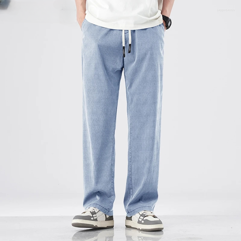 Men's Pants Summer Men's Lyocell Fabric Thin Casual Classic Elastic Waist Loose Straight Sky Blue Trousers Male Brand, Gray
Men's Pants Summer Men's Lyocell Fabric Thin Casual Classic Elastic Waist Loose Straight Sky Blue Trousers Male Brand, Gray