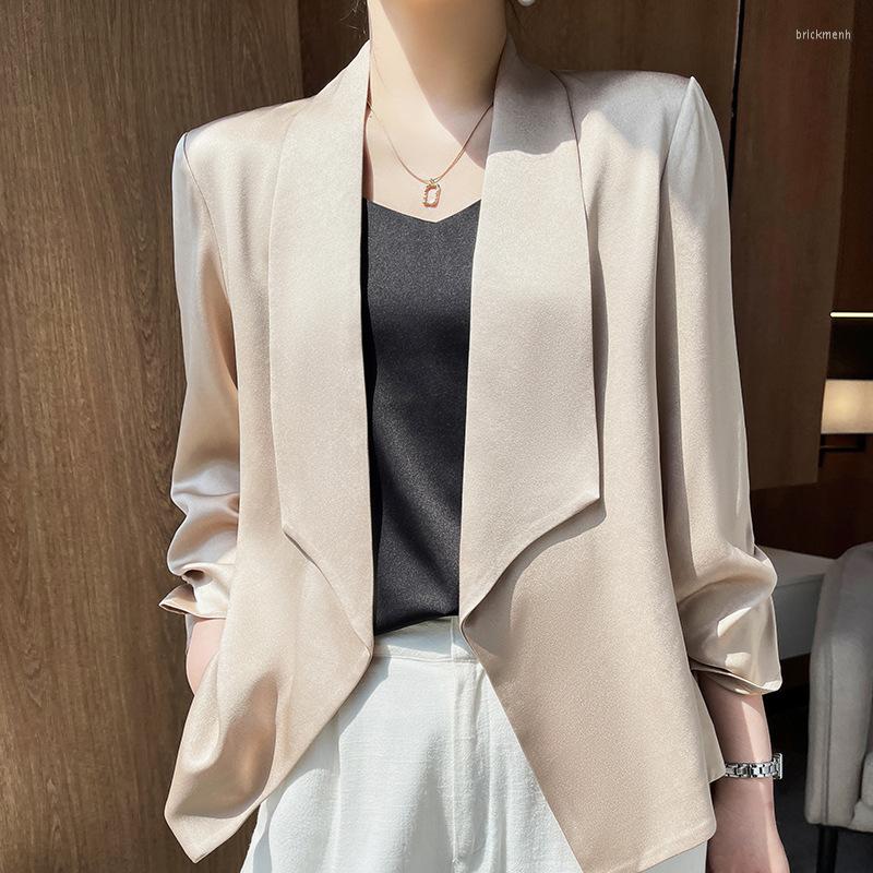 Women' Suits Satin Jackets Women Blazers Blouses Summer Shirts Thin Casual Design Solid Three Quarter Sleeve Cardigan Coats Clothing, Black
Women' Suits Satin Jackets Women Blazers Blouses Summer Shirts Thin Casual Design Solid Three Quarter Sleeve Cardigan Coats Clothing, Black