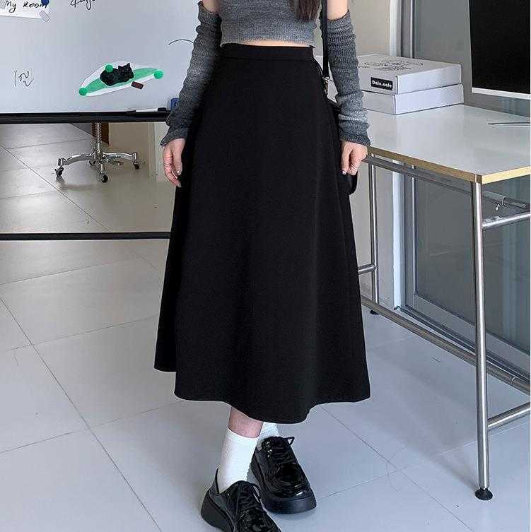 Black With Extra Lining A Line Skirt Womens Autumn High Waist Drooping Cover Cross, Black2
Black With Extra Lining A Line Skirt Womens Autumn High Waist Drooping Cover Cross, Black2