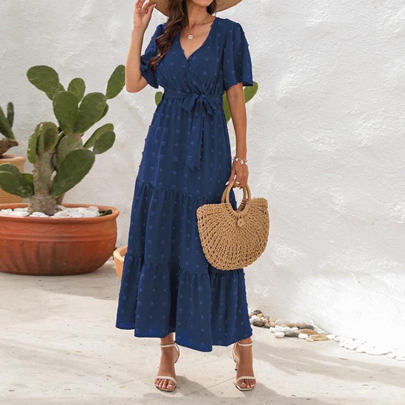 Casual Dresses Women' Summer V Neck High Waist Strap Short Sleeve Flowy Wrap Dress With Belt, Black
Casual Dresses Women' Summer V Neck High Waist Strap Short Sleeve Flowy Wrap Dress With Belt, Black