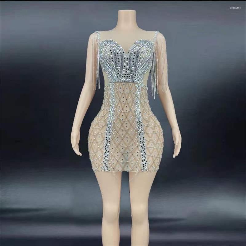 Stage Wear Nude Shining Rhinestones Tassel Sexy Dress For Women Party Club Clothing Singer Performance Costumes Prom Wears
Stage Wear Nude Shining Rhinestones Tassel Sexy Dress For Women Party Club Clothing Singer Performance Costumes Prom Wears