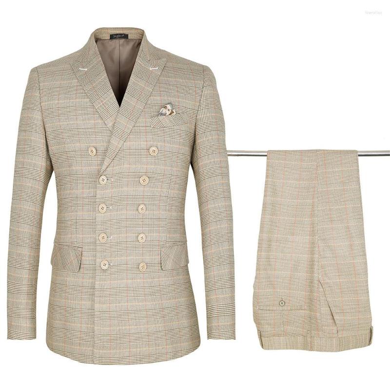 Men' Suits Piece Brand 2 Blazers Pants Set Mens Fashion Khaki Yellow Plaid Double Breasted Casual Wedding Business Suit Trousers
Men' Suits Piece Brand 2 Blazers Pants Set Mens Fashion Khaki Yellow Plaid Double Breasted Casual Wedding Business Suit Trousers