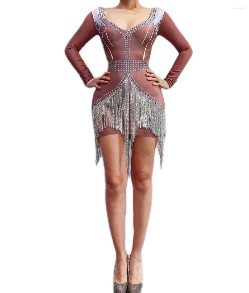 Stage Wear Fashion Sparkly Crystals Fringes Dress Evening Party Long Sleeves Rhinestones Stretch Birthday Celebrate Diamons, Auburn
Stage Wear Fashion Sparkly Crystals Fringes Dress Evening Party Long Sleeves Rhinestones Stretch Birthday Celebrate Diamons, Auburn