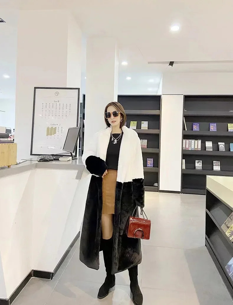 Women's Fur Faux Fur Plush Winter Coats Women Long Lapel Faux Fur Jacket Fluffy Artificial Fur Jacket Teddy Female Natural Fur Coat 231113