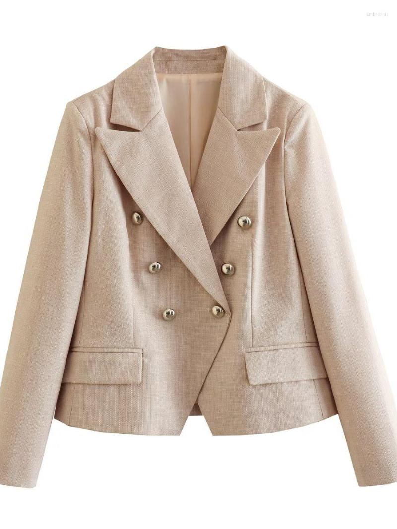 Women's Jackets SLMD 2023 Women Khaki Texture Double Breasted Cropped Blazer Female Casual Outwear
Women's Jackets SLMD 2023 Women Khaki Texture Double Breasted Cropped Blazer Female Casual Outwear