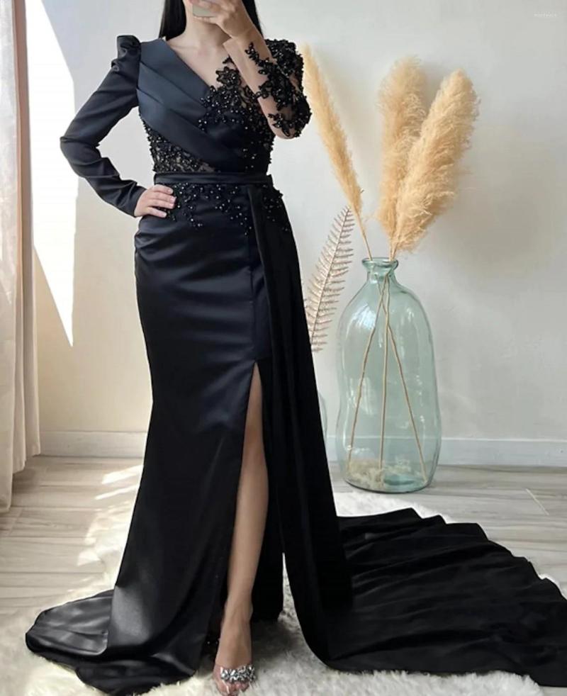 Party Dresses Black Mermaid Prom 2023 Long Sleeve V Neck Beads Slit Appliques Formal Evening Gowns Arabic Pageant Vestido Fiesta Noche, Picture color
Party Dresses Black Mermaid Prom 2023 Long Sleeve V Neck Beads Slit Appliques Formal Evening Gowns Arabic Pageant Vestido Fiesta Noche, Picture color