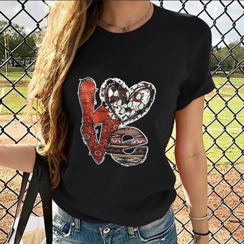 Women' T Shirts LOVE Printed Retro Women T-shirt Casual Short Sleeve Graphic Tees Round Neck Summer Female T-Shirts, Black
Women' T Shirts LOVE Printed Retro Women T-shirt Casual Short Sleeve Graphic Tees Round Neck Summer Female T-Shirts, Black