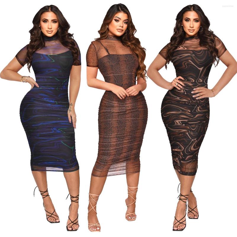 Casual Dresses 2023 Summer Women' Clothing Round Neck See-through Mesh Camisole Printed Short Sleeve Sexy Slim Dress Two-Piece Set, Blue
Casual Dresses 2023 Summer Women' Clothing Round Neck See-through Mesh Camisole Printed Short Sleeve Sexy Slim Dress Two-Piece Set, Blue
