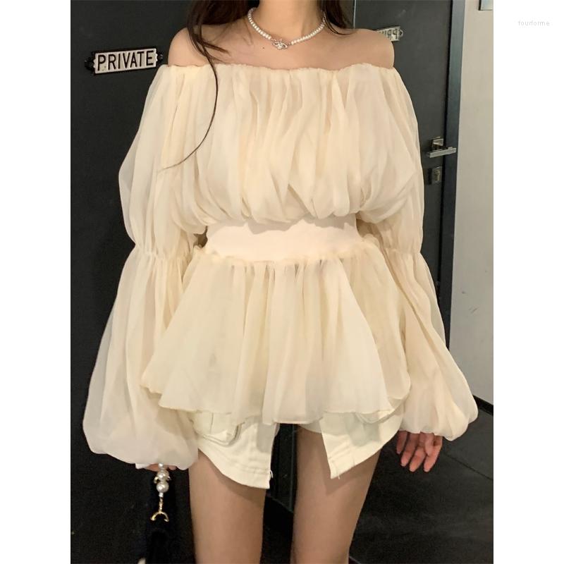 Women's T Shirts Vintage Pleated Solid Color Mesh Long-sleeved Shirt Women 2023 Summer Sexy Off-the-shoulder Loose Casual Tops, Apricot
Women's T Shirts Vintage Pleated Solid Color Mesh Long-sleeved Shirt Women 2023 Summer Sexy Off-the-shoulder Loose Casual Tops, Apricot