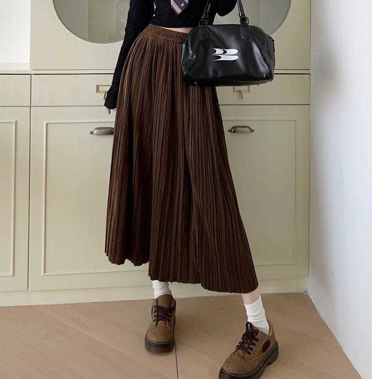 Pleated Elastic Waist Skirt Womens Autumn High Fat Cover Slimming Versatile Mid, Rice apricot color
Pleated Elastic Waist Skirt Womens Autumn High Fat Cover Slimming Versatile Mid, Rice apricot color