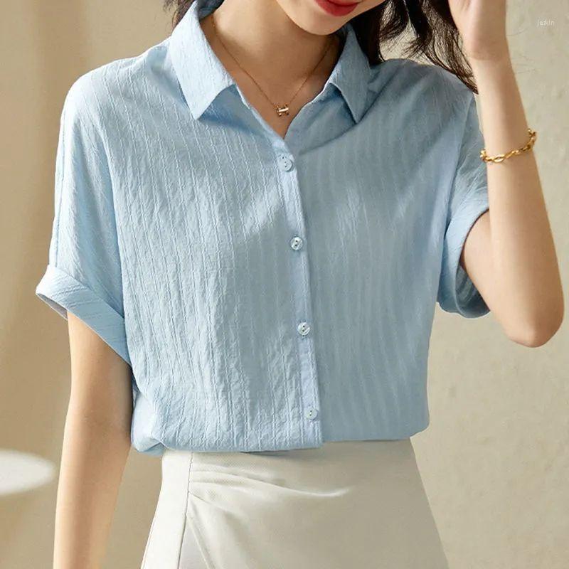 Women' Blouses Woman Summer Solid Color Elegant Fashion Shirt Female Short Sleeve Loose Casual Chiffon Top Ladies Single Button Clothes, Green
Women' Blouses Woman Summer Solid Color Elegant Fashion Shirt Female Short Sleeve Loose Casual Chiffon Top Ladies Single Button Clothes, Green