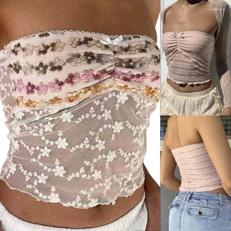 Women's Tanks Mesh Strapless Tube Tops Y2K Off Shoulder Backless Bandeau Top Lace Frill Crop
Women's Tanks Mesh Strapless Tube Tops Y2K Off Shoulder Backless Bandeau Top Lace Frill Crop