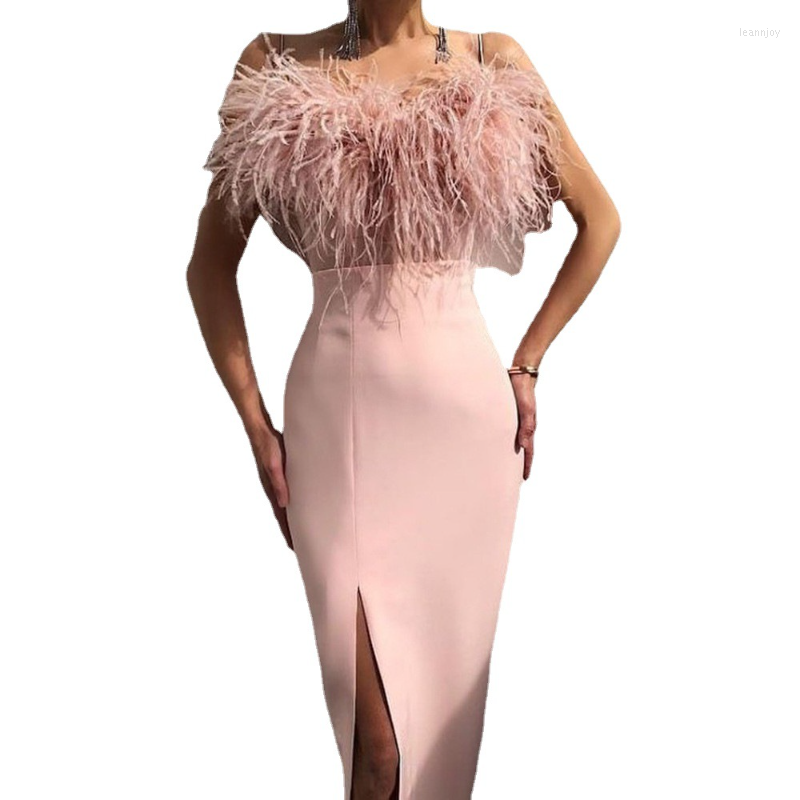 Casual Dresses Women's Solid Color Suspender Feather Dress Dinner Party Slim Temperament Thin Wrap Vestidos De Mujer Bodycon, Pink
Casual Dresses Women's Solid Color Suspender Feather Dress Dinner Party Slim Temperament Thin Wrap Vestidos De Mujer Bodycon, Pink