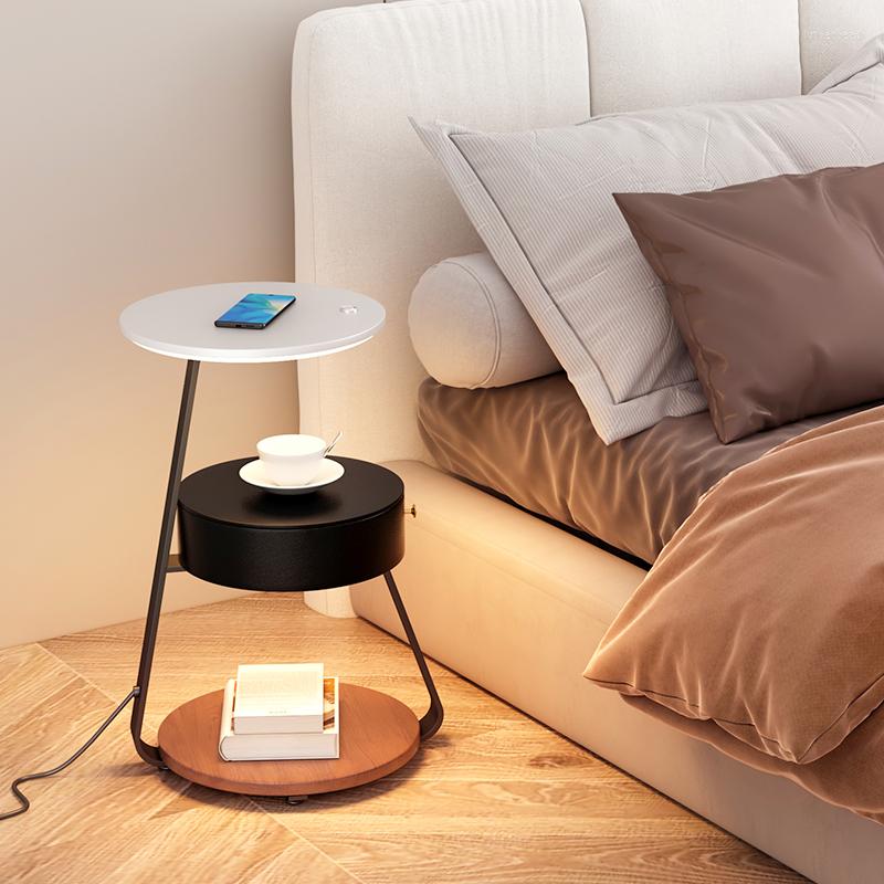 Lamps Floor Living Room Table Shelf Bedroom Creative Bedside Fixture With USB Wireless Charging Lights Can Be Dimmed