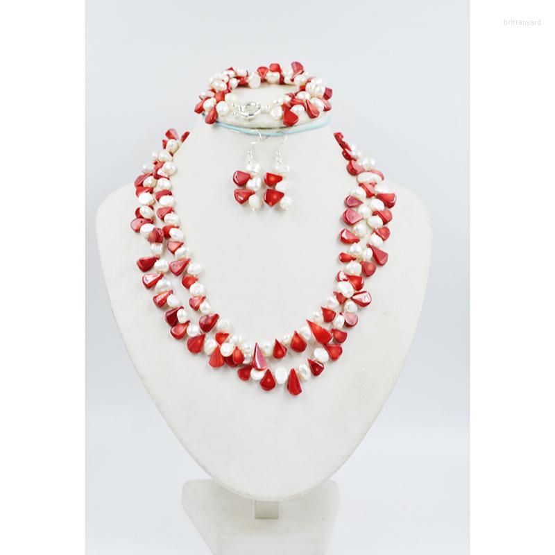 Necklace Earrings Set Fashionable Women's Classic Set. Natural Red Coral And White Baroque Pearl Necklace/Bracelet/Earrings, Picture shown
Necklace Earrings Set Fashionable Women's Classic Set. Natural Red Coral And White Baroque Pearl Necklace/Bracelet/Earrings, Picture shown