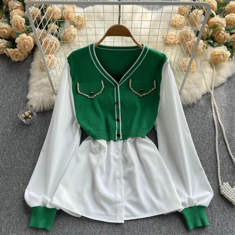 Women's Blouses Knit V-neck Vintage Blouse Shirts Women Pockets&Button Loose Shirt Tops Female Casual Ladies Blusas Drop, Green
Women's Blouses Knit V-neck Vintage Blouse Shirts Women Pockets&Button Loose Shirt Tops Female Casual Ladies Blusas Drop, Green