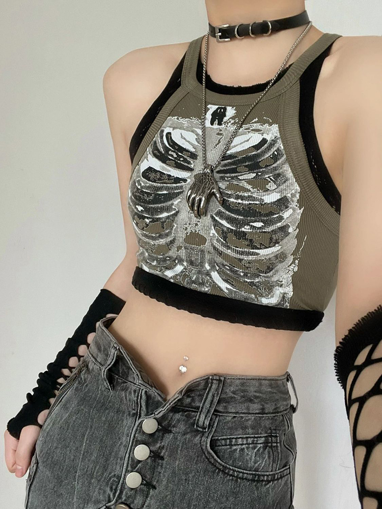 Camisoles Tanks Punk Aesthetic Cyber Retro Xray Skeleton Print Rib Sleeveless Vest ArmyGreen Crop Top Designer Clothe Summer Emo 23414, Army green
Camisoles Tanks Punk Aesthetic Cyber Retro Xray Skeleton Print Rib Sleeveless Vest ArmyGreen Crop Top Designer Clothe Summer Emo 23414, Army green