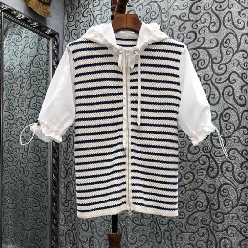 Women' Jackets 2023 Summer Fashion Coats High Quality Cardigan Women Hooded Striped Patterns Knitting Short Sleeve Casual White Blue Tops
Women' Jackets 2023 Summer Fashion Coats High Quality Cardigan Women Hooded Striped Patterns Knitting Short Sleeve Casual White Blue Tops