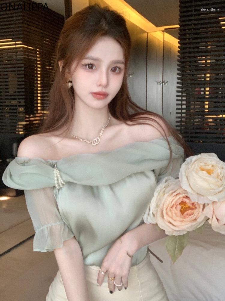 Women' Blouses Onalippa Sweet Slash Neck Chiffon Blouse Women Solid Color Fairy Wind Cropped Tops French Style All Match Chic Design Shirts, White
Women' Blouses Onalippa Sweet Slash Neck Chiffon Blouse Women Solid Color Fairy Wind Cropped Tops French Style All Match Chic Design Shirts, White