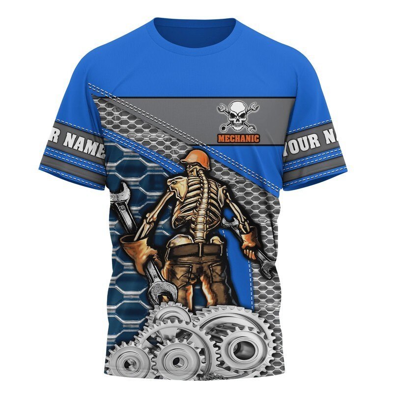 Men's T-Shirts Men T Shirt Vintage T-shirt Summer Clothing Personalized Name Mechanic 3d Print Tops Street Casual Sports Oversized Pullove 230414