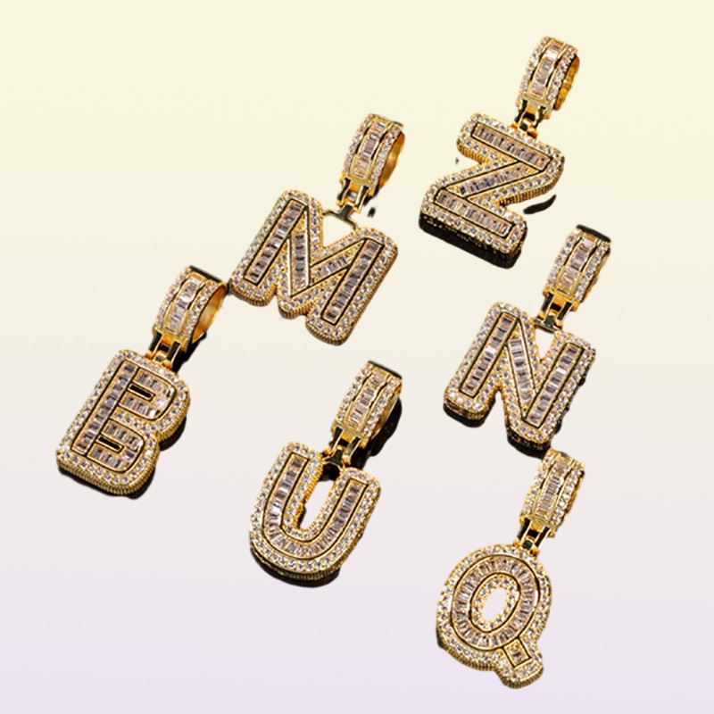 Baguette Letters Necklaces Pendant Custom Name Charm Gold Silver Rose Gold Fashiom Hip Hop Initials Jewelry Whos with 3m