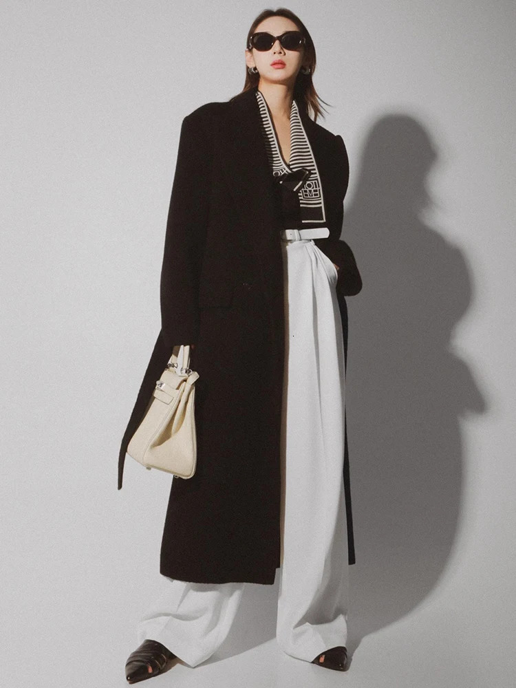 Women's Wool Blends Elegant Long High Quality Wool Coat Women Korean Fashion Solid Winter Jacket 231114