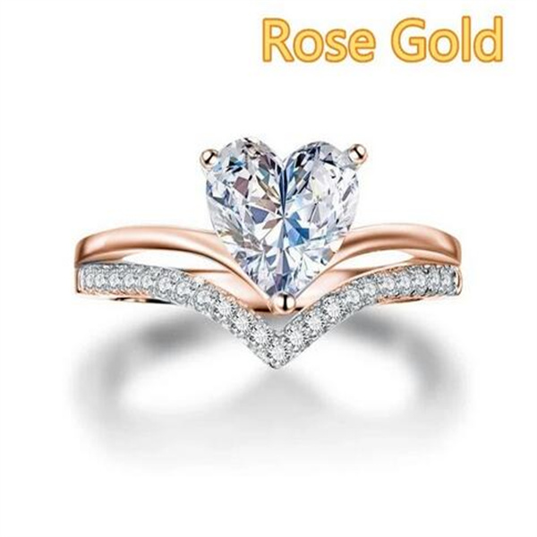 Delicate Silver Color White Zircon Stones Heart Rings for Women Fashion Bridal Engagement Wedding Ring Set Jewelry Gift GC2036