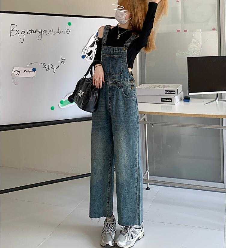 Retro Distressed Cropped Jeans Denim Suspender Pants For Women Age Reducing, Primary black
Retro Distressed Cropped Jeans Denim Suspender Pants For Women Age Reducing, Primary black