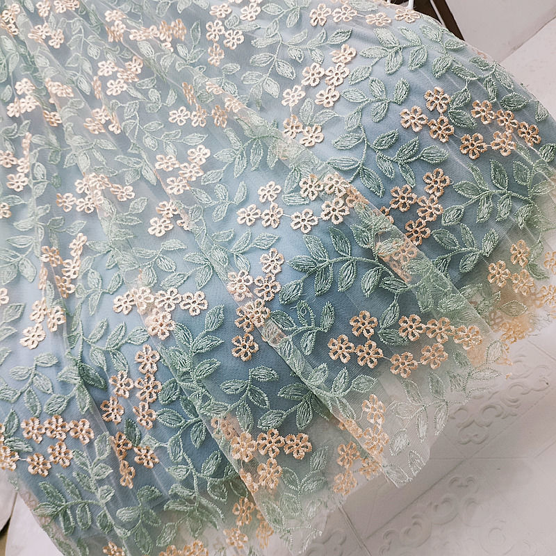 Skirts Vintage Embroidery Tulle Skirt Women Spring Flower Elastic High Waist lace Midi Skirt Korean Style Elegant A-line Mujer Falda 230414