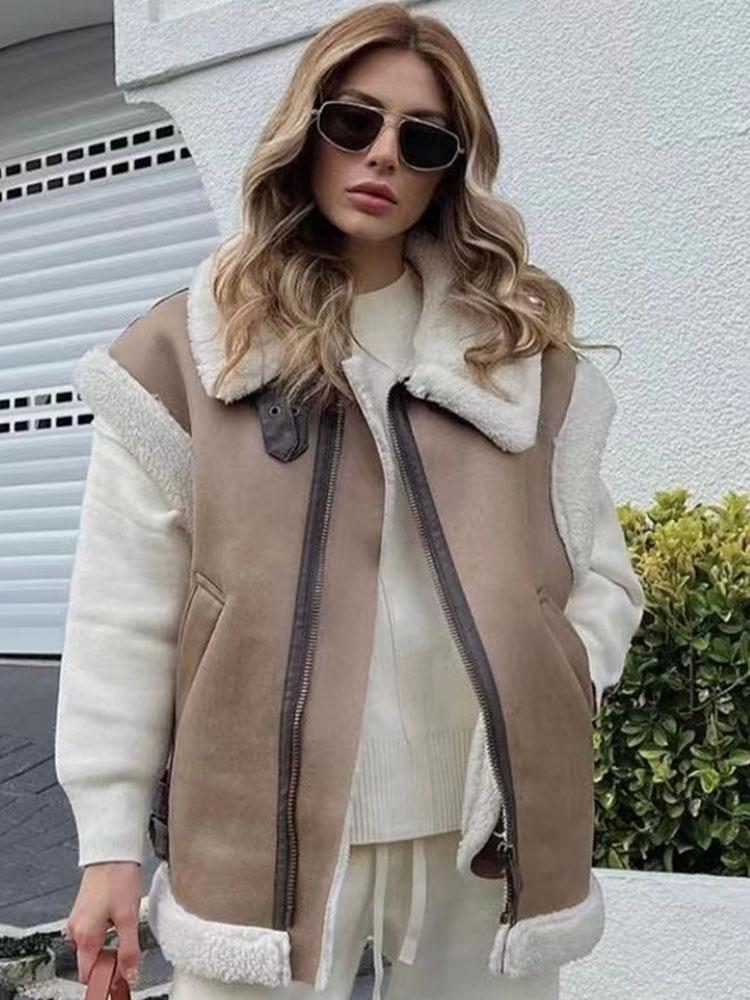 Women's Jackets Zach AiIsa's Counter Quality Women's Fashion All-match Fur Integrated Texture Lapel Sleeveless Splicing Thick Vest, Camel
Women's Jackets Zach AiIsa's Counter Quality Women's Fashion All-match Fur Integrated Texture Lapel Sleeveless Splicing Thick Vest, Camel