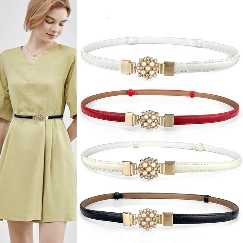 Belts Adjustable Patent Leather Fashion Women Thin Belt Imitation Pearl Rhinestone Flower Buckle Waistband Versatile Dress Sweater BelBelts, Black
Belts Adjustable Patent Leather Fashion Women Thin Belt Imitation Pearl Rhinestone Flower Buckle Waistband Versatile Dress Sweater BelBelts, Black