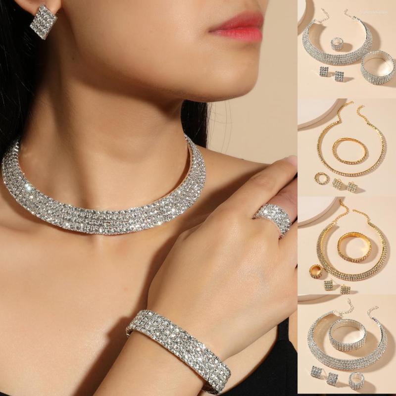 Necklace Earrings Set 4Pcs/Set Extension Chain Bracelet Ring Adjustable Multi Rows Full Rhinestone Women Choker, Picture shown
Necklace Earrings Set 4Pcs/Set Extension Chain Bracelet Ring Adjustable Multi Rows Full Rhinestone Women Choker, Picture shown