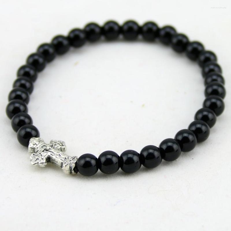 Charm Bracelets Tibetan Color Cross Catholic Jesus Bracelet With 6mm Black Onyx Stone Beads
Charm Bracelets Tibetan Color Cross Catholic Jesus Bracelet With 6mm Black Onyx Stone Beads