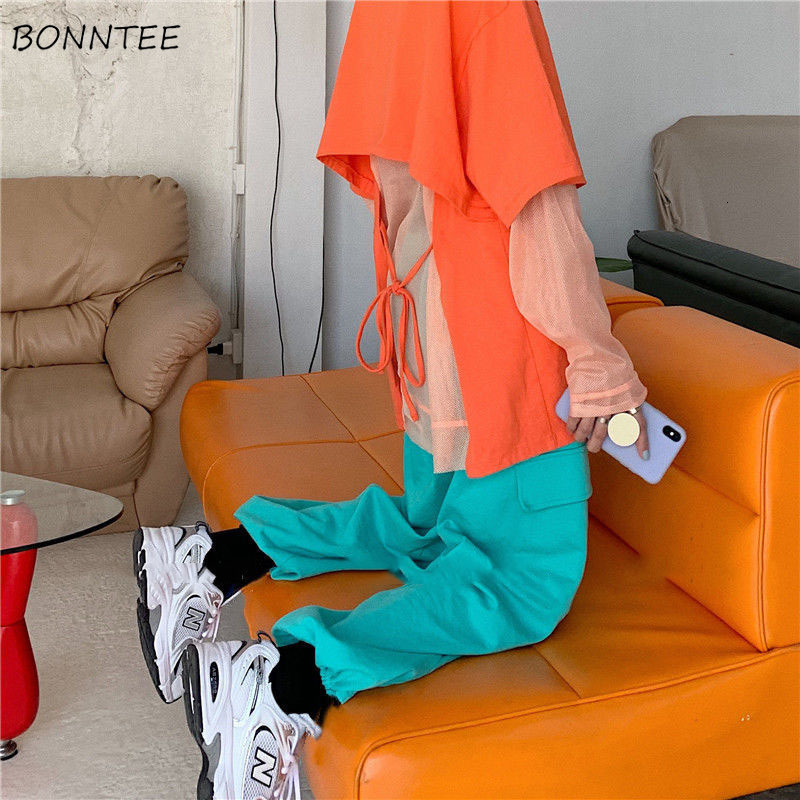 Women s Two Piece Pant Sets 2 Summer Candy Color Streetwear Drop shoulder O neck Mesh Lace up Design Short Sleeve T shirt Chic Ins 230414, Black-green
Women s Two Piece Pant Sets 2 Summer Candy Color Streetwear Drop shoulder O neck Mesh Lace up Design Short Sleeve T shirt Chic Ins 230414, Black-green