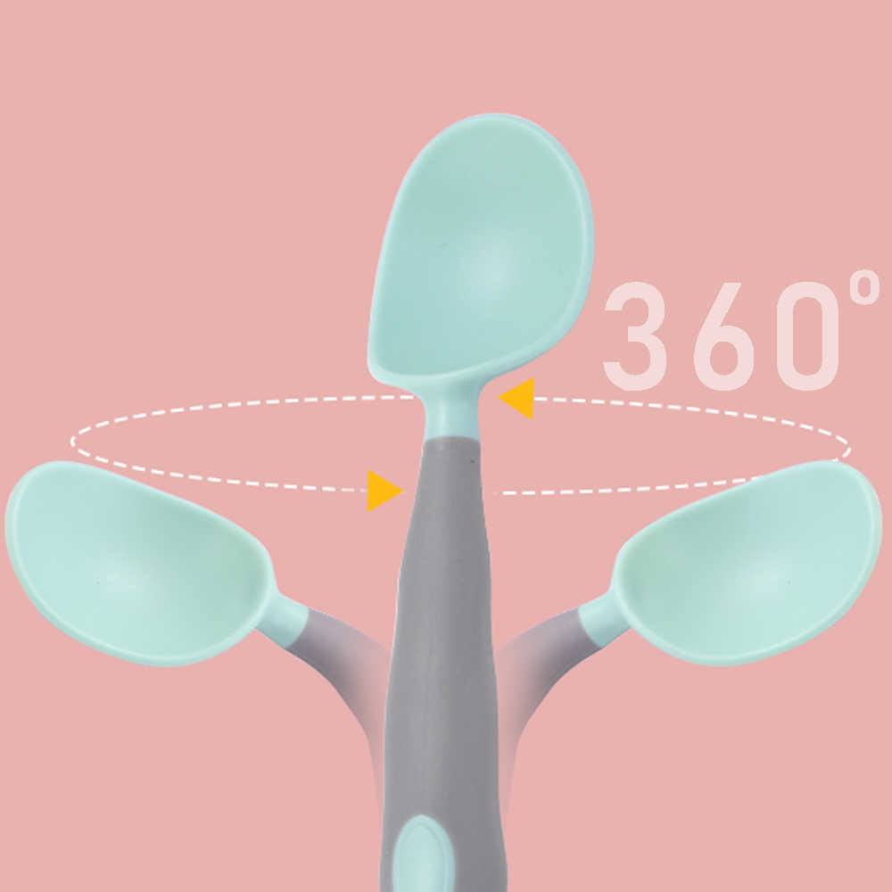 Cups Dishes Utensils Baby Silicone Spoon Utensils Set Auxiliary Food Toddler Learn To Eat Training Bendable Soft Fork Infant Children Tableware AA2304