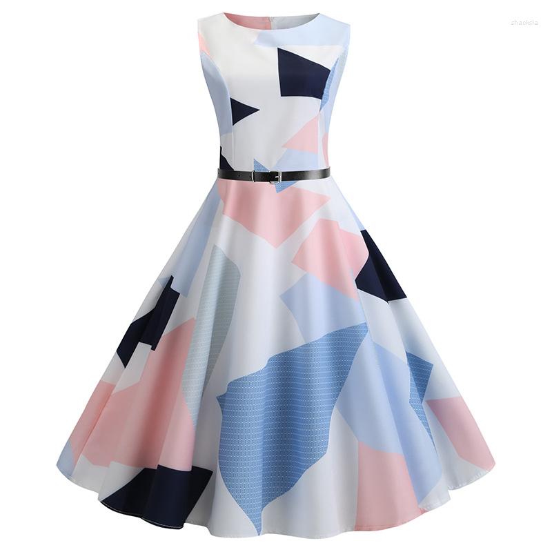 Casual Dresses Ladies Dress Retro Sleeveless Summer Sexy Print Round Neck Big Skirt Fashion Women' Clothing Party, Yp0267
Casual Dresses Ladies Dress Retro Sleeveless Summer Sexy Print Round Neck Big Skirt Fashion Women' Clothing Party, Yp0267