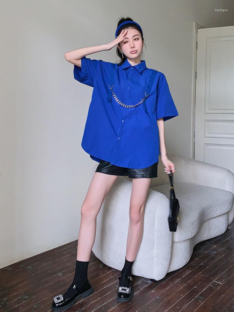 Women's Blouses Women Solid Color Straight Shirt Chain Decoration Short Sleeve Turn-down Neck Top 2023 Summer Female Clothing M421, White
Women's Blouses Women Solid Color Straight Shirt Chain Decoration Short Sleeve Turn-down Neck Top 2023 Summer Female Clothing M421, White