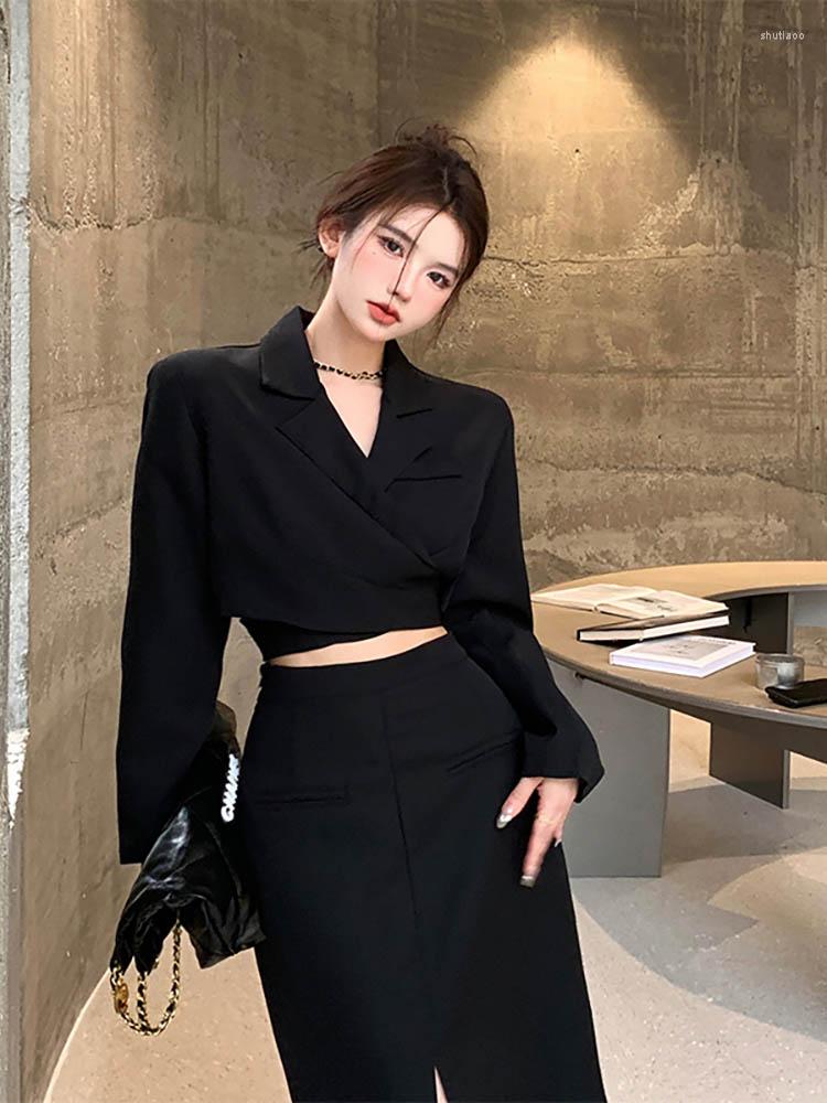 Work Dresses Two Piece Sets Womens Outifits Korean Short Long Sleeve Coat Split Half Length Skirt Solid Womans Clothes Fashion Black, Black skirt
Work Dresses Two Piece Sets Womens Outifits Korean Short Long Sleeve Coat Split Half Length Skirt Solid Womans Clothes Fashion Black, Black skirt
