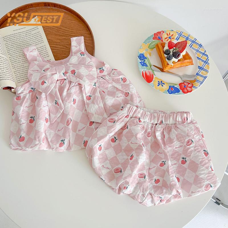 Clothing Sets Infant Baby Girls Suit Sleeveless Cherry Bowknot T-shirt Shorts Summer Sweet Clothes Toddler, 232s201 white 
Clothing Sets Infant Baby Girls Suit Sleeveless Cherry Bowknot T-shirt Shorts Summer Sweet Clothes Toddler, 232s201 white